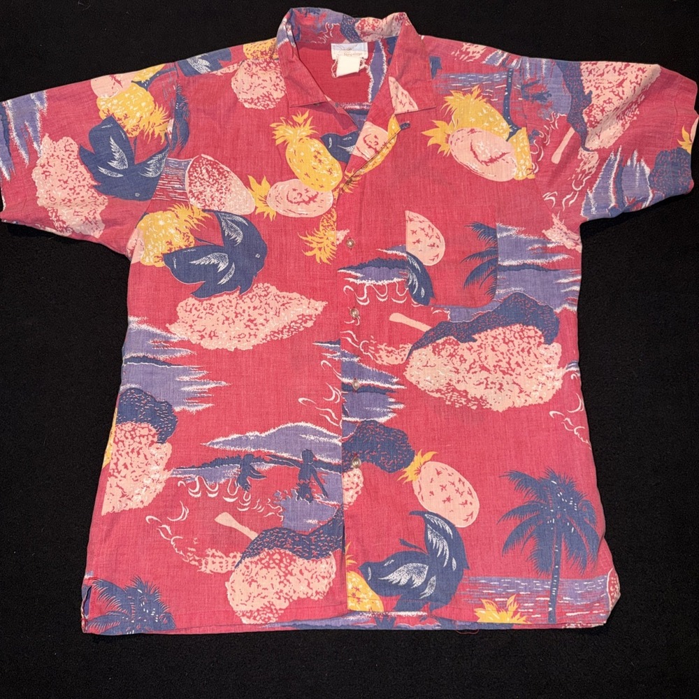 REPAGE-Vintage Floral Pineapple And Palm Trees Mens Size Large